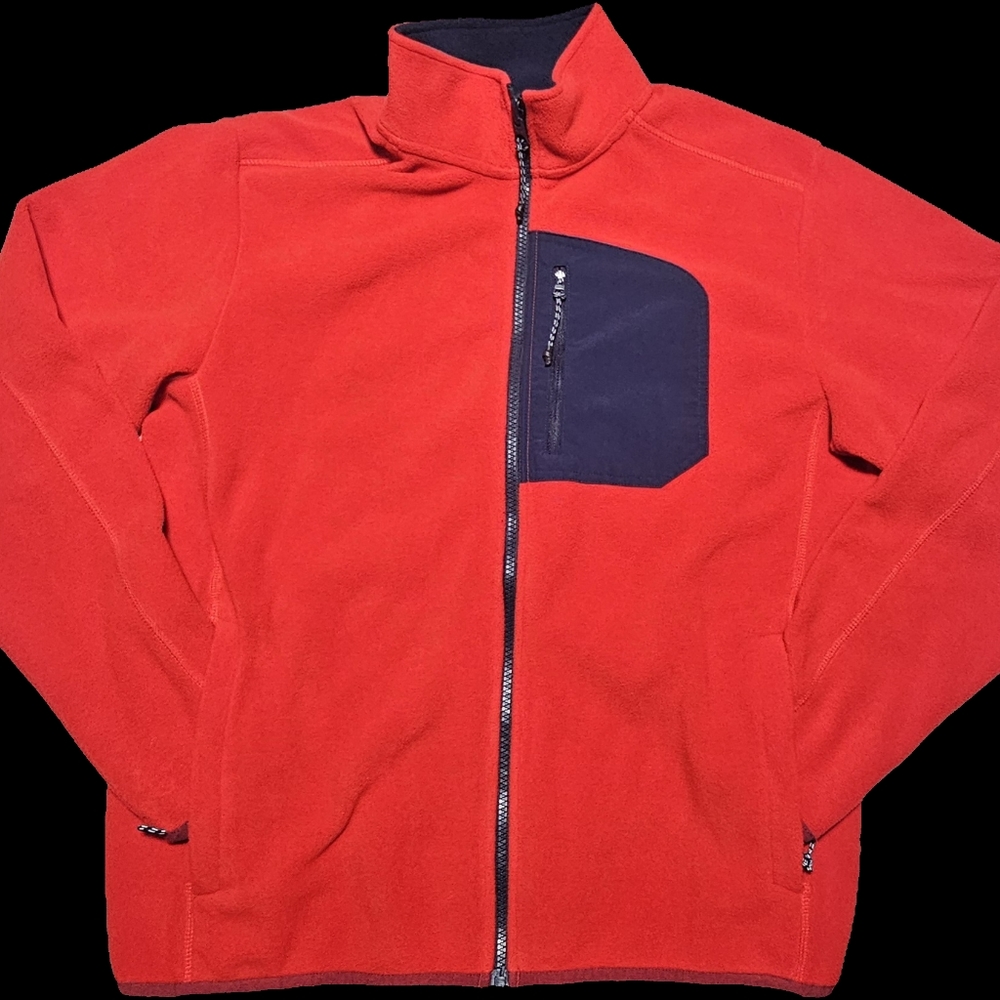 Land's End Men's Fleece Sweater Full Zip up Red Size M